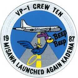 Patrol Squadron 1 (VP-1) Combat Air Crew 10 
VP-1 "Screaming Eagles"
1987 
Established as VB-128 on 15 Feb 1943.
Redesignated VPB-128 on 1 Oct 1944; VP-128 on 15 May 1946; VP-ML-1 on 15 Nov 1946; VP-1 (5th VP-1) on 1
Sep 1948.
Lockheed P-3C MOD Orion
