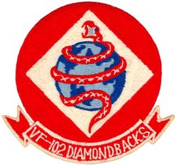 Fighter Squadron 102 (VF-102)
Established as Attack Squadron THIRTY SIX (VA-36) on 1 Jul 1955 and redesigneated Fighter Squadron ONE ZERO TWO (VF-102) "Diamondbacks" (Second VF-102) on the same day. It should be noted that on the same day the old VF-102 was redesignated VA-36. This unit is separate from VA-36 that was established on 1 Jul 1955. Redesignated Strike Fighter Squadron ONE ZERO TWO (VFA-102) in 2005.

McDonnell  F2H Banshee
Douglas F4D Skyray
McDonnell Douglas F-4 Phantom II
Grumman F-14 Tomcat
