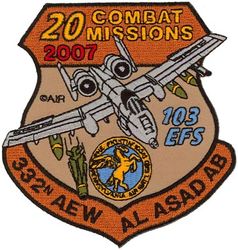 103d Expeditionary Fighter Squadron 20 Combat Missions Operation ENDURING FREEDOM 2007 
Keywords: desert