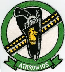 Attack Squadron 105 (VA-105) (2nd)
Established as Attack Squadron ONE HUNDRED FIVE (VA-105) (2nd) on 1 Nov 1967. Redesignated Strike Fighter Squadron ONE HUNDRED FIVE (VFA-105) on 17 Dec 1990-. 

Insignia approved on 20 Sep 1968.

Vought A-7A/E Corsair II, 4 Mar 1968.
McDonnell Douglas F/A-18A/C Hornet, 27 Dec 1990.

