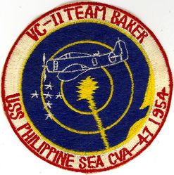 Composite Squadron 11 (VC-11) Detachment B CVG-5 Western Pacific 1954
Established as Airborne Early Warning Squadron 1 (VAW-1) on 6 Jul 1948: Composite Squadron 11 (VC-11) in Sep 1948: Airborne Early Warning Squadron 11 (VAW-11) on 11 Jul 1956: Airborne Early Warning Squadron 111 (VAW-111)  on 13 Apr 1967. Disestablished on 1 Jun 1977. Established on 1 Oct 1986. Disestablished 29 Apr 1988.

Douglas AD-4W Skyraider

Deployment: 12 Mar-19 Nov 1954, USS Philippine Sea (CVA-47), CVG-5, AD-4W

