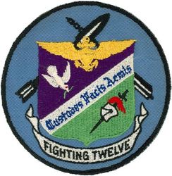 Fighter Squadron 12A (VF-12A)
Established as Bomber-Fighter Squadron ELEVEN (VBF-11) on 9 April 1945. Redesignated Fighter Squadron TWELVE A (VF-12A) on 15 November 1946. Redesignated Fighter Squadron ONE HUNDRED TWELVE (VF-112) on 15 July 1948. Redesignated Attack Squadron ONE HUNDRED TWELVE (VA-112) on 15 February 1959. Disestablished on 10 October 1969. The first squadron to be assigned the designation VA-112.

Grumman F6F-3/5 Hellcat, Apr 1945-11 Dec 1946
Grumman F8F-1 Bearcat, 11-Dec 1946-3 Jan 1949

Deployments:
9 Oct 1947-11 Jun 1948, USS Valley Forge (CV-45), CVAG-11, World Cruise

Insignia approved by CNO on 12 Jul 1948.

