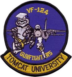 Fighter Squadron 124 (VF-124) F-14 Tomcat
Established as Fighter Squadron FIFTY THREE (VF-53) (2nd) on 16 Aug 1948. Redesignated Fighter Squadron ONE TWENTY FOUR (VF-124) (2nd) “Gunfighters” on 11 Apr 1958. Disestablished on 30 Sep 1994.

Grumman F8F-1 Bearcat, 1948-1949
Vought F4U-4B Corsair, 1949-1951
Grumman F9F-8 Cougar, 1955-1957
North American FJ-3M Fury, 1957-1958
Vought F8U-1/F-8C/D/E/H/J Crusader, 1958-1972
Grumman F-14 Tomcat, 1972-1994

