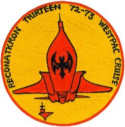 Reconnaissance Attack Squadron 13 (RVAH-13) Western Pacific Cruise 1972-1973
Established as Heavy Attack Squadron THIRTEEN (VAH-13) "Bats" on 3 Jan 1961. Redesignated Reconnaissance Attack Squadron THIRTEEN (RVAH-13) on 1 Nov 1964. Disestablished on 30 Jun 1976.

12 Sep 1972-12 Jun 1973, USS Enterprise (CVAN-65),	CVW-14, North American RA-5C Vigilante, (Linebacker II)

