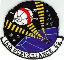 16th Surveillance Squadron
Constituted 16th Surveillance Squadron, and activated, on 1 Nov 1966. Redesignated 16th Space Surveillance Squadron on 15 May 1992.
Assigned to: Air Defense Command, 1 Nov 1966; 73 Aerospace Surveillance Wing, 1 Jan 1967; Fourteenth Aerospace Force, 30 Apr 1971; Alaskan ADCOM Region, 1 Oct 1976; 47 Air Division, 1 Dec 1979; 1 Space Wing, 1 May 1983; 73 Space Surveillance (later, 73 Space) Group,1 Sep 1991-15 May 1992.
