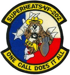 Fighter Squadron 202 (VF-202) F-14 Tomcat
VF-202 "Superheats"
1987-1994
Established as VF-202 on 1 Jul 1970-31 Dec 1994.
Grumman F-14A Tomcat

