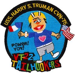 Training Squadron 22 (VT-22) Carrier Qualification USS Harry S Truman
Established as Advanced Training Unit Six (ATU-6) on 13 Jun 1949. Redesignated: Jet Transitional Training Unit One (JTTU-1) in Aug 1949; Advanced Training Unit Three (ATU-3) on 20 Aug 1951; Advanced Training Unit Two Zero Zero (ATU-200) in 1952; Advanced Training Unit Two One Two (ATU-212) in ? Training Squadron-Two Two (VT-22) "Golden Eagles" on 21 May 1960-. 

