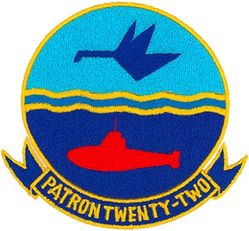 Patrol Squadron 22 (VP-22) (3rd) 
Established as Bombing Squadron ONE HUNDRED TWO (VB-102) on 15 Feb 1943. Redesignated Patrol Bombing Squadron ONE HUNDRED TWO (VPB-102) on 1 Oct 1944; Redesignated Patrol Squadron ONE HUNDRED TWO (VP-102) on 15 May 1946; Heavy Patrol Squadron (Landplane) TWO (VP-HL-2) on 15 Nov 1946; Patrol Squadron TWENTY TWO (VP-22) (3rd) "Blue Geese" on 1 Sep 1948. Disestablished on 31 Mar 1994.

Lockheed P-3A/3B DIFAR/3B TAC/NAV MOD/3C UII/3C UIIIR  Orion

Insignia (5th) used from 1964-1994.
Philippine made.

