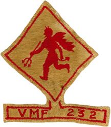 Marine Fighter Squadron 232 (VMF-232)
Established as Fighting Squadron 3M (VF-3M) on 1 Sep 1925. Redesignated Fighting Squadron 10M (VF-10M) on 1 Jul 1927; Fighting Squadron 6M (VF-6M) on 1 Jul 1928; Fighting Squadron 10M (VF-10M) on 1 Jul 1930; Fighting Squadron 4M (VF-4M) on 1 Jul 1933; Marine Bombing Squadron 2 (VMB-2) on 1 Jul 1937; Marine Scout Bombing Squadron 232 (VMSB-232) on 1 Jul 1941; Marine Torpedo Bombing Squadron 232 (VMTB-232) on 1 Jun 1943. Disestablished on 16 Nov 1945. Reestablished in the USMCR as Marine Fighting Squadron 232 (VMF-232) on 3 Jul 1948; Marine Fighting Squadron (All Weather) 232 (VMF(AW)-232) on 1 Mar 1965; Marine Fighter Attack Squadron 232 (VMFA-232) on 8 Sep 1967-.

Vought F4U-4 Corsair, 1948-1949, 1950-1953
Grumman F6F-5 Hellcat, 1949-1950
Grumman F9F-2 Panther, 1953-1954
North American FJ-2/4 Fury, 1954-1959
Voight F8U-1E Crusader, 1959-1965

