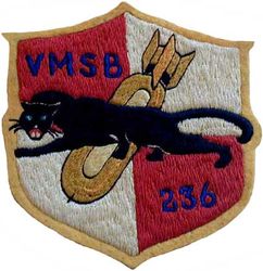 Marine Scout Bombing Squadron 236 (VMSB- 236)
VMSB-236 "Black Panthers"
1943 1st Issue
SBD-3; SBD-4;  SBD-5;SBD-6  Dauntless 
Australian embroidered on wool
