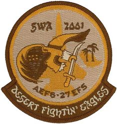 27th Expeditionary Fighter Squadron Operation SOUTHERN WATCH 2001
Organized as 21 Aero Squadron on 15 Jun 1917. Redesignated as: 27 Aero Squadron on 23 Jun 1917; 27 Squadron (Pursuit) on 14 Mar 1921; 27 Pursuit Squadron on 25 Jan 1923; 27 Pursuit Squadron (Interceptor) on 6 Dec 1939; 27 Pursuit Squadron (Fighter) on 12 Mar 1941; 27 Fighter Squadron (Twin Engine) on 15 May 1942; 27 Fighter Squadron, Two Engine, on 28 Feb 1944. Inactivated on 16 Oct 1945. Redesignated as: 27 Fighter Squadron, Single Engine, on 5 Apr 1946; 27 Fighter Squadron, Jet Propelled, on 20 Jun 1946. Activated on 3 Jul 1946. Redesignated as: 27 Fighter Squadron, Jet, on 15 Jun 1948; 27 Fighter-Interceptor Squadron on 16 Apr 1950; 27 Tactical Fighter Squadron on 1 Jul 1971; 27 Fighter Squadron on 1 Nov 1991-.
Keywords: desert