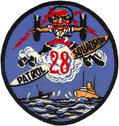 Patrol Squadron 28 (VP-28)
Established as Bombing Squadron ONE HUNDRED EIGHT (VB-108) on 1 Jul 1943. Redesignated Patrol Bombing Squadron ONE HUNDRED EIGHT (VPB-108) on 1 Oct 1944; Patrol Squadron ONE HUNDRED EIGHT (VP-108) on 15 May 1946; Heavy Patrol Squadron (Landplane) EIGHT (VP-HL-8) on 15 Nov 1946; Patrol Squadron TWENTY EIGHT (VP28) on 1 Sep 1948, the second squadron to be assigned the VP-28 designation. Disestablished on 1 Oct 1969.

Consolidated PB4Y-2 Catalina, 1945
Consolidated PB4Y-2S Catalina, 1949-1951
Consolidated P4Y-2/2S Privateer, 1951-1952
Lockheed P2V-5 Neptune, 1952-1959
Lockheed P2V-5F Neptune, 1959-1962
Lockheed P2V-5FS PAR/MOD Neptune, 1962
Lockheed SP-2H Neptune, 1962-1964
Lockheed P-3A Orion, 1964-1969

Insignia (1st) “Privateer” approved by CNO on 24 Nov 1948.

