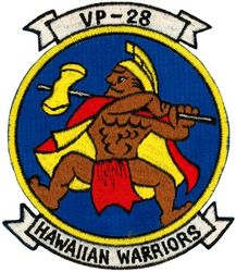 Patrol Squadron 28 (VP-28) 
Established as Bombing Squadron ONE HUNDRED EIGHT (VB-108) on 1 Jul 1943. Redesignated Patrol Bombing Squadron ONE HUNDRED EIGHT (VPB-108) on 1 Oct 1944; Patrol Squadron ONE HUNDRED EIGHT (VP-108) on 15 May 1946; Heavy Patrol Squadron (Landplane) EIGHT (VP-HL-8) on 15 Nov 1946; Patrol Squadron TWENTY EIGHT (VP28) on 1 Sep 1948, the second squadron to be assigned the VP-28 designation. Disestablished on 1 Oct 1969.

Consolidated PB4Y-2 Catalina, 1945
Consolidated PB4Y-2S Catalina, 1949-1951
Consolidated P4Y-2/2S Privateer, 1951-1952
Lockheed P2V-5 Neptune, 1952-1959
Lockheed P2V-5F Neptune, 1959-1962
Lockheed P2V-5FS PAR/MOD Neptune, 1962
Lockheed SP-2H Neptune, 1962-1964
Lockheed P-3A Orion, 1964-1969

Insignia (2nd) “Hawaiian Warriors” approved by CNO on 18 Nov 1954.


