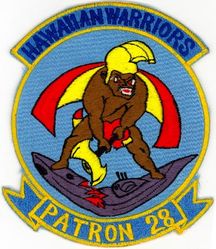 Patrol Squadron 28 (VP-28)
Established as Bombing Squadron ONE HUNDRED EIGHT (VB-108) on 1 Jul 1943. Redesignated Patrol Bombing Squadron ONE HUNDRED EIGHT (VPB-108) on 1 Oct 1944; Patrol Squadron ONE HUNDRED EIGHT (VP-108) on 15 May 1946; Heavy Patrol Squadron (Landplane) EIGHT (VP-HL-8) on 15 Nov 1946; Patrol Squadron TWENTY EIGHT (VP28) on 1 Sep 1948, the second squadron to be assigned the VP-28 designation. Disestablished on 1 Oct 1969.

Consolidated PB4Y-2 Catalina, 1945
Consolidated PB4Y-2S Catalina, 1949-1951
Consolidated P4Y-2/2S Privateer, 1951-1952
Lockheed P2V-5 Neptune, 1952-1959
Lockheed P2V-5F Neptune, 1959-1962
Lockheed P2V-5FS PAR/MOD Neptune, 1962
Lockheed SP-2H Neptune, 1962-1964
Lockheed P-3A Orion, 1964-1969

Insignia (3rd) “Hawaiian Warriors” approved by CNO on 26 Dec 1962.

