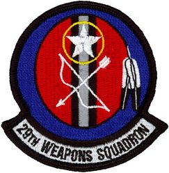 29th Weapons Squadron 
Constituted as 29 Transport Squadron on 28 Jan 1942.  Activated on 2 Mar 1942.  Redesignated as 29 Troop Carrier Squadron on 4 Jul 1942.  Inactivated on 22 Sep 1945.  Activated on 30 Sep 1946.  Redesignated as: 29 Troop Carrier Squadron , Heavy on 30 Jul 1948; 29 Troop Carrier Squadron, Special on 1 Feb 1949.  Inactivated on 18 Sep 1949.   Redesignated as 29 Troop Carrier Squadron, Medium on 26 Nov 1952.  Activated on 1 Feb 1953.  Inactivated on 8 Jun 1955.  Activated on 15 Jun 1964.  Organized on 1 Oct 1964.  Redesignated as:  29 Troop Carrier Squadron on 1 Jan 1967; 29 Tactical Airlift Squadron on 1 Aug 1967.  Inactivated on 31 Oct 1970.   Activated on 1 Apr 1971.  Inactivated on 15 Nov 1971.  Redesignated as 29 Weapons Squadron on 30 May 2003.  Activated on 1 Jun 2003.
Emblem. Approved on 28 Oct 2003.

