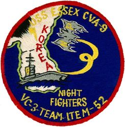Composite Squadron 3 (VC-3) Detachment Item 1952
VC-3 "Blue Nemesis"
1952
Established as VC-3 on 20 May 1949, VF(AW)-3 on 1 July 1956-2 May 1958.
Vought  F4U-5N Corsair
USS Essex (CVA-9) 


