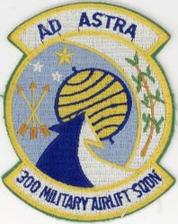 300th Military Airlift Squadron, (Associate) 
Constituted as 100 Transport Squadron on 4 Jun 1943. Activated on 21 Jun 1943. Disbanded on 1 Dec 1943. Reconstituted, and redesignated 100 Air Transport Squadron, Medium, on 20 Jun 1952. Activated on 20 Jul 1952. Inactivated on 25 Oct 1955. Consolidated (19 Sep 1985) with the 300 Military Airlift Squadron (Associate), which was constituted on 31 Jul 1969. Activated in the Reserve on 25 Sep 1969. Redesignated: 300 Airlift Squadron (Associate) on 1 Feb 1992; 300 Airlift Squadron on 1 Oct 1994-.

Translation: AD ASTRA = To the Stars

