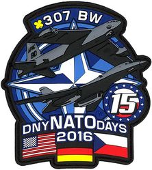 307th Bomb Wing NATO Days 2016 
Created for the crews of both the B-52 and B-1 appearing at the NATO Days 2016 military open house in Ostrava, Czech Republic. This patch marks the 15th Anniversary of NATO Days, recognition of Germany as the partner nation of the year, and the first time a B-1 has been presented to the public in the Czech Republic.
