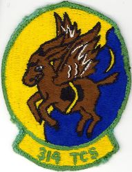 314th Troop Carrier Squadron, Medium
Lineage. Constituted as 314 Troop Carrier Squadron on 23 Oct 1943.  Activated on 1 Nov 1943.  Inactivated on 31 Jul 1946.  Redesignated as 314 Troop Carrier Squadron, Medium on 10 May 1949.  Activated in the Reserve on 27 Jun 1949.  Ordered to Active Service on 1 Apr 1951.  Inactivated on 2 Apr 1951.  Redesignated as 314 Fighter-Bomber Squadron on 26 May 1952.  Activated in the Reserve on 13 Jun 1952.  Redesignated as 314 Troop Carrier Squadron, Medium on 1 Sep 1957.  Ordered to Active Service on 28 Oct 1962.  Relieved from Active Duty on 28 Nov 1962.  Redesignated as: 314 Troop Carrier Squadron, Heavy on 1 Apr 1965; 314 Air Transport Squadron, Heavy on 1 Dec 1965; 314 Military Airlift Squadron on 1 Jan 1966; 314 Tactical Airlift Squadron on 1 Apr 1972; 314 Air Refueling Squadron, Heavy on 1 Jan 1977; 314 Air Refueling Squadron on 1 Feb 1992.  Inactivated on 1 Jul 2009.  Activated on 29 Apr 2016-.
