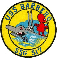 SSG-317 USS Barbero
USS Barbero (SS/SSA/SSG-317)
Class and type: Balao-class diesel-electric submarine
Builder: General Dynamics Electric Boat, Groton, Connecticut
Laid down: 25 Mar 1943
Launched: 12 Dec 1943
Commissioned: 29 Apr 1944
Decommissioned: 30 Jun 1950
Recommissioned: 28 Oct 1955
Decommissioned: 30 Jun 1964
Struck: 1 Jul 1964
Fate: Sunk as a target off Pearl Harbor on 7 Oct 1964
