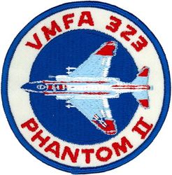 Marine Fighter Attack Squadron 323 (VMFA-323) F-4
Established as Marine Fighter Squadron 323 (VMF-323) "Death Rattlers" on 1 Aug 1943. Redesignated as Marine Attack Squadron 323 (VMA-323) in Jun 1952; Marine Fighter Squadron 323 (VMF-323) on 31 Dec 1956; Marine Fighter Squadron (All Weather) 323 (VMF(AW)-323) on 31 Jul 1962; Marine Fighter Attack Squadron 323 (VMFA-323) on 1 Apr 1964-.

McDonnell Douglas F-4B/N Phantom II, 1964-1982

US made, embroidered on twill 

