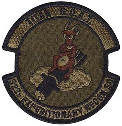 323d Expeditionary Reconnaissance Squadron Pocket Tab
Constituted 323d Bombardment Squadron (Heavy) on 28 Jan 1942. Activated on 15 Apr 1942. Inactivated on 7 Nov 1945. Redesignated 323d Reconnaissance Squadron on 11 Jun 1947. Activated on 1 Jul 1947. Inactivated on 10 Nov 1948. Redesignated 323d Strategic Reconnaissance Squadron on 16 May 1949, Activated on 1 Jun 1949. Redesignated 323d Strategic Reconnaissance Squadron (Medium) on 1 Nov 1950. Inactivated on 8 Nov 1957. Redesignated 323d Expeditionary Reconnaissance Squadron in 2013-.
Keywords: OCP
