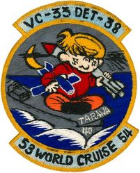 Composite Squadron 33 (VC-33) Detachment 38
Established  Composite Squadron 33 (VC-33) "Ironmen" on 31 May 1949; All Weather Attack Squadron 33 (VA(AW)-33) on 2 Jul 1956, Airborne Early Warning Squadron 33 (VAW-33) on 30 Jun 1959; Electronic Attack Squadron 33 (VAQ-33) on 1 Feb 1968-01 Oct 1993. 

2 Nov 1953-19 Aug 1954, USS Tarawa (CV-40), CVG-3, Douglas AD-5N Skyraider

 
