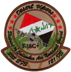 121st Expeditionary Fighter Squadron (332d Expeditionary Fighter Squadron) 
The 332d Expeditionary Fighter Squadron was a designation used to refer to Air National Guard and Air Force Reserve Command F-16 units deploying to Balad AB. While the 332d designation was widely used, its was not the proper designation of the units while deployed to Balad. The 332d is used since most Guard/Reserve units rotated in and out on a more frequent basis compared to their active duty counterparts. 
Keywords: desert