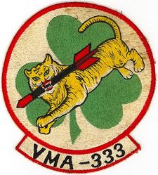 Marine Attack Squadron 333 (VMA-333)
Established as Marine Scout Bombing Squadron 333 (VMSB-333) “Fighting Shamrocks" on 1 Aug 1943. Redesignated Marine Fighter Bomber Squadron 333 (VMBF-333) on 14 Oct 1944. Marine Scout Bombing Squadron 333 (VMSB-333) on 20 Dec 1944. Deactivated on 1 Nov 1945. Reactivated as Marine Attack Squadron 333 (VMA-333) on 1 Aug 1952; Marine Fighter Squadron 333 (VMF-333) on 28 Jan 1957; Marine All Weather Fighter Squadron 333 (VMF(AW)-333) on 1 Feb 1966; Marine Fighter Attack Squadron 333 (VMFA-333) on 20 Jun 1966. Deactivated on 31 Mar 1992.

Douglas SBD Dauntless, 1943-1944
Vought F4U Corsair, 1944-1945, 1952-1953
Grumman F6F Hellcat, 1952
Douglas AD Skyraiders, 1953-1957
North American FJ Fury, 1957-1960
Vought F-8 Crusader, 1960-1966
McDonnell Douglas F-4 Phantom II, 1966-1987
McDonnell Douglas F/A-18 Hornet, 1987-1992

