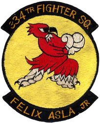 334th Fighter-Interceptor Squadron 
Constituted 334th FS on 22 Aug 1942, activated on 12 Sep 1942; 334th FS (SE)  on 20 Aug 1943-10 Nov 1945, 9 Sep 1946; 334th FS, Jet Propelled, on 23 Apr 1947; 334th FS (Jet) on 14 Jun 1948; 334th FIS on 20 Jan 1950; 334th FBS on 8 Mar 1955; 334th FDS on 25 Apr 1956; 334th TFS on 1 Jul 1958; 334th FS on 1 Nov 1991-.

Major Felix Asla
MIA on 1 Aug 1952
Credited with 4 MIG kills: 27-Feb-1952; 12-Mar-1952; 20-Mar-1952; 6 Jun 1952
