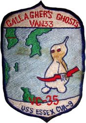 Composite Squadron 35 (VC-35) Detachment A VAN-33
Established as Composite Squadron THIRTY FIVE (VC-35) on 25 May 1950. Redesignated Attack Squadron (All Weather) THIRTY FIVE (VA(AW)-35) on 1 July 1956. Redesignated Attack Squadron ONE TWENTY TWO (VA-122) on 29 June 1959. Disestablished on 31 May 1991.

Deployment: 1 Nov 1954-21 Jun 1955, USS Essex (CV-9), CVG-2, Douglas AD-5N Skyraider



