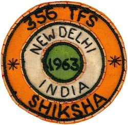 356th Tactical Fighter Squadron Exercise SHIKSHA 1963
Nov 1963. Exercise SHIKSHA was a joint US/UK/Indian operation which provided the participants to: Augment, exercise, and improve the Indian air defense system; train Indian air defense personnel, and familiarize US and UK personnel with operating conditions in India. 
