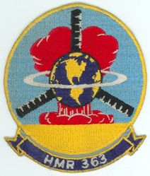 Marine Helicopter Transport Squadron 363 (HMR-363)
Established as Marine Helicopter Transport Squadron 363 (HMR-363) on 2 Jun 1952; Redesignated Marine Helicopter Squadron-Light 363 (HMR(L)-363) on 31 Dec 1956; Marine Helicopter Transport Squadron (Composite) 363 (HMR(C)-363) on 30 Jun 1958; Marine Helicopter Squadron-Light 363 (HMR(L)-363) on 29 Feb 1960; Medium Helicopter Squadron 363 (HMM-363) on 1 Feb 1962; Marine Medium Heavy Helicopter Squadron 363 (HMH-363) on 23 Jan 1969-.

Sikorsky HRS-1 (CH-19E) Chickasaw
Sikorsky OH-34 Seahorse

