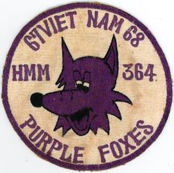 Marine Medium Helicopter Squadron 364 (HMM-364) VIETNAM Deployment 1967-1968
HMM-364 "Purple Foxes"
1967-1968
Boeing CH-46 Sea Knight

