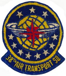 38th Air Transport Squadron, Medium
Constituted as the 38th Ferrying Squadron and activated on 9 Jul 1942.
Redesignated 38th Transport Squadron on 19 Mar 1943. Deactivated on 18 Oct 1943. Reconstituted as the 38th Air Transport Squadron, Medium asigned to1611th Air Transport Group (later Wing), on 1 Jun 1954. Activated on 18 Oct 1954. Inactivated and discontinued on 25 Jun 1965.
