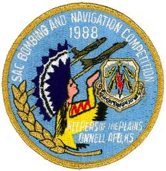 384th Bombardment Wing, Heavy Strategic Air Command Bomb-Nav Competition 1988
Established as 384th Bombardment Wing, Medium, on 23 Mar 1953. Activated on 1 Aug 1955. Discontinued, and inactivated, on 1 Sep 1964. Redesignated 384th Air Refueling Wing, Heavy, on 15 Nov 1972. Activated on 1 Dec 1972; 384th Bombardment Wing, Heavy on 1 Jul 1987; 384th Wing, 1 Sep 1991; 384th Bomb Wing on 1 Jun 1992. Inactivated with personnel and equipment being absorbed by 384th Bomb Group, 1 Jan 1994. Redesignated 384th Air Expeditionary Wing on 3 Sep 2003. Activated by redesignation of 384th Air Expeditionary Group on 3 Sep 2003. Inactivated in 2004.
