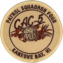 Patrol Squadron 4 (VP-4) Combat Air Crew 5
Established as Bombing Squadron ONE HUNDRED FORTY FOUR (VB-144) on 1 July 1943. Redesignated Patrol Bombing Squadron ONE HUNDRED FORTY FOUR (VPB-144) on 1 October 1944. Redesignated Patrol Squadron ONE HUNDRED FORTY FOUR (VP-144) on 15 May 1946. Redesignated Medium Patrol Squadron (Landplane) ONE HUNDRED FORTY FOUR (VP-ML-4) on 15 November 1946. Redesignated Patrol Squadron FOUR (VP-4) on 1 September 1948, the second squadron to be assigned the VP-4 designation.

Boeing P-8 Poseidon, 2016-.

The Skinny Dragon design was altered slightly in honor of the squadron’s 50th anniversary in 1993. Approved by CNO on 25 Mar 1993.

