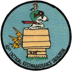 41st Tactical Reconnaissance Squadron Operation RIVET RACER
Organized as Company A, 4th Balloon Squadron on 13 Nov 1917. Redesignated: 9th Balloon Company on 25 Jul 1918; 9th Airship Company on 30 Aug 1921; 9th Airship Squadron on 26 Oct 1933; 1st Observation Squadron on 1 Jun 1937; 1st Observation Squadron (Medium) on 13 Jan 1942; 1st Observation Squadron on 4 Jul 1942; 1st Reconnaissance Squadron (Special) on 25 Jun 1943; 41st Photographic Reconnaissance Squadron on 25 Nov 1944; 41st Tactical Reconnaissance Squadron on 24 Jan 1946. Inactivated on 17 Jun 1946. Redesignated 41st Tactical Reconnaissance Squadron, Night-Photographic, on 14 Jan 1954. Activated on 18 Mar 1954. Inactivated on 18 May 1959. Redesignated 41st Tactical Reconnaissance Squadron, Photo-Jet, and activated, on 30 Jun 1965. Organized on 1 Oct 1965. Redesignated: 41st Tactical Reconnaissance Squadron on 8 Oct 1966; 41st Tactical Electronic Warfare Squadron on 15 Mar 1967. Inactivated on 31 Oct 1969.
Keywords: snoopy