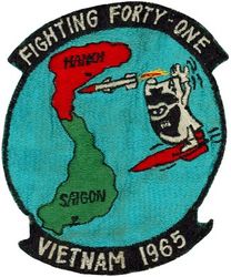 Fighter Squadron 41 (VF-41) VIETNAM CRUISE 1965
Established as Fighter Squadron SEVEN FIVE A (VF-75A) on 1 Jun 1945. Redesignated Fighter Squadron SEVEN FIVE (VF-75) on 1 Aug 1945; Fighter Squadron THREE B (VF-3B) on 15 Nov 1946; Fighter Squadron FOUR ONE (VF-41) on 1 Sep 1948. Disestablished on 8 Jun 1950. Reestablished on 1 Sep 1950. Redesignated Strike Fighter Squadron FOUR ONE (VFA-41) in Dec 2001-.

Vought F4U-4/5 Corsair, 1945-1953
McDonnell F2H-3 Banshee, 1953-1958
McDonnell F3H-2 Demon, 1958-1962
McDonnell Douglas F-4B/J/N Phantom II, 1962-1976
Grumman F-14-A Tomcat, 1976-2001


