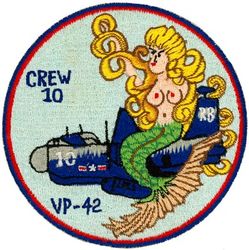 Patrol Squadron 42 (VP-42) Crew 10
Established as Patrol Squadron TWENTY TWO (VP-22) on 7 Apr 1944. Redesignated Patrol Bombing Squadron TWENTY TWO (VPB-22) on 1 Oct 1944; Patrol Squadron TWENTY TWO (VP-22) on 15 May 1946; Medium Patrol Squadron (Seaplane) TWO (VP-MS-2) on 15 Nov 1946; Patrol Squadron FORTY TWO (VP-42) on 1 Sep 1948, the second squadron to be assigned the VP-42 designation. Disestablished on 26 Sep 1969.
 
Lockheed SP-2E/H Neptune
