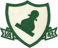 Attack Squadron 42 (VA-42)
Established as Fighter Squadron FORTY TWO (VF-42) on 1 Sep 1950. Redesignated Attack Squadron FORTY TWO (VA-42) "Green Pawns" on 1 Nov 1953. Disestablished on 30 Sep 1994. The first squadron to be assigned the VA-42 designation.

Grumman A-6E/KA-6D Intruder

The insignia for VA-42, the green pawn, was originally approved by CNO for Bombing and Fighting Squadron 75 (VBF-75) on 28 Oct 1946. When VBF-75 was redesignated VF-4B on 15 Nov 1946, the insignia was carriedover for use by Fighting Squadron 4B (VF-4B). On 1 Sep 1948 VF-4B was redesignated Fighting Squadron 42 (VF-42). This squadron continued to use the green pawn insignia until it was disestablished on 8 Jun 1950. When a new Fighting Squadron 42 (VF-42) was established on 1  Sep 1950 they adopted the green pawn insignia that had been used by the former VF-42. In 1953 the insignia was carried over to VA-42 following its redesignation from VF-42.

