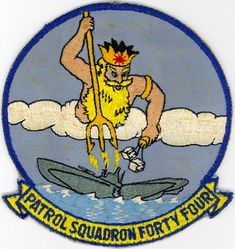 Patrol Squadron 44 (VP-44)
Established as Patrol Squadron FORTY FOUR (VP-44) on 29 January 1951, the fourth squadron to be assigned the VP-44 designation. Disestablished on 28 June 1991.

Martin PBM-5 Mariner, 1951-1952
Martin P5M-1 Marlin, 1952-1955
Martin P5M-2 Marlin, 1955-1960
Lockheed P2V-3 Neptune, 1960-1962
Lockheed P3V-1/P-3A Orion, 1962-1978
Lockheed P-3C UII Orion, 1978-1991

Insignia (2nd) “King Neptune” approved by CNO on 25 Jul 1961.

