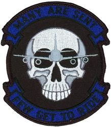 55th Wing RC-135U Morale
This patch is attributed to the wing because it is common to three of its squadrons:  38th, 45th, and 343d Reconnaissance Squadrons.  The design of the RC-135 aircraft superimposed over a skull was first used on the A-Flight patch of the 343 RS. 
