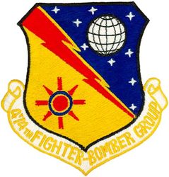 474th Fighter-Bomber Group 
Constituted as 474th Fighter Group on 26 May 1943. Activated on 1 Aug 1943. Inactivated on 8 Dec 1945. Redesignated 474th Fighter-Bomber Group and activated on 10 Jul 1952. Inactivated on 1 Jul 1958.

Insignia approved on 22 Jun 1955.

