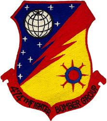 474th Fighter-Bomber Group
Constituted as 474th Fighter Group on 26 May 1943. Activated on 1 Aug 1943. Inactivated on 8 Dec 1945. Redesignated 474th Fighter-Bomber Group and activated on 10 Jul 1952. Inactivated on 1 Jul 1958.

Insignia approved on 22 Jun 1955.

