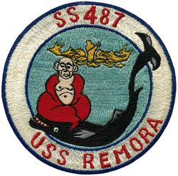 SS-487 USS Remora
Namesake. The Remora, or suckerfish, any of a family (Echeneidae) of ray-finned fish in the order Carangiformes
Builder. Portsmouth Naval Shipyard, Kittery, ME
Laid down. 5 Mar 1945
Launched. 12 Jul 1945
Commissioned. 3 Jan 1946
Decommissioned. 29 Oct 1973
Stricken . 9 Oct 1973
Fate. Transferred to Greece, 29 Oct 1973
Class and type. Tench-class diesel-electric submarine
Displacement:
1,570 tons (1,595 t) surfaced
2,414 tons (2,453 t) submerged
Length. 311 ft 8 in (95.00 m)
Beam. 27 ft 4 in (8.33 m)
Draft. 17 ft (5.2 m) maximum
Propulsion:
4 × Fairbanks-Morse Model 38D8-⅛ 10-cylinder opposed piston diesel engines driving electrical generators
2 × 126-cell Sargo batteries
2 × low-speed direct-drive Elliott electric motors
two propellers
5,400 shp (4.0 MW) surfaced
2,740 shp (2.0 MW) submerged
Speed. 20.25 knots (38 km/h) surfaced; 8.75 knots (16 km/h) submerged
Range. 11,000 nautical miles (20,000 km) surfaced at 10 knots (19 km/h)
Endurance. 48 hours at 2 knots (3.7 km/h) submerged; 75 days on patrol
Test depth. 400 ft (120 m)
Complement. 10 officers, 71 enlisted
Armament:
10 × 21-inch (533 mm) torpedo tubes, 6 forward, 4 aft)
28 torpedoes
1 × 5-inch (127 mm) / 25 caliber deck gun
Bofors 40 mm and Oerlikon 20 mm cannon
