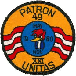 Patrol Squadron 49 (VP-49) Exercise UNITAS 1980
VP-49 "Woodpeckers"
1980 
Established as VP-19 on 1 Feb 1944; VPB-19 on 1 Oct 1944; VP-19 on 15 May 1946; VP-MS-9 on 15 Nov 1946; VP-49 on 1 Sep 1948-1 Mar 1994.
Lockheed P-3C Orion
