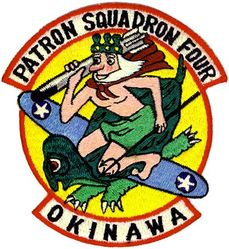 Patrol Squadron 4 (VP-4)
Established as Bombing Squadron ONE HUNDRED FORTY FOUR (VB-144) on 1 Jul 1943. Redesignated Patrol Bombing Squadron ONE HUNDRED FORTY FOUR (VPB-144) on 1 Oct 1944; Patrol Squadron ONE HUNDRED FORTY FOUR (VP-144) on 15 May 1946; Medium Patrol Squadron (Landplane) ONE HUNDRED FORTY FOUR (VP-ML-4) on 15 Nov 1946; Patrol Squadron FOUR (VP-4) on 1 Sep 1948, the second squadron to be assigned the VP-4 designation.

Lockheed P2V-2/5/5F/7/SP-2H Neptune, 1948-1965

Insignia (2nd) “King Neptune” approved by CNO on 29 Nov 1948.
