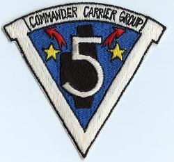 Commander Carrier Group 5 (COMCARGRU-5)
Established as Carrier Division Five on 25 Apr 1944. Redesignated Carrier Group 5 on 30 Jun 1973; Carrier Strike Group 5 on 1 Oct 2004-.

