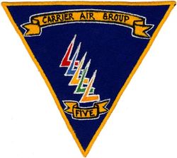 Carrier Air Wing 5 (CVW-5)
Established as Carrier Air Group FIVE (CVG-5) on 15 Feb 1943. Redesignated Attack Carrier Air Group FIVE (CVAG-5) on 15 Nov 1946; Carrier Air Group FIVE (CVG-5) on 1 Sep 1948; Carrier Air Wing FIVE (CVW-5) on 20 Dec 1963-.
